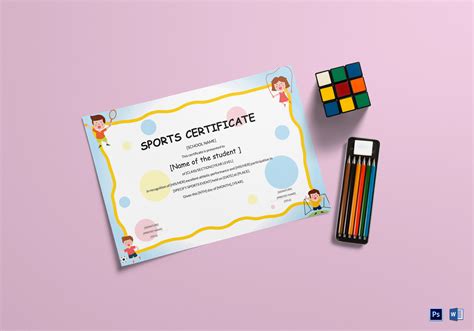 Kids Sports Participation Certificate Design Template In Psd Word