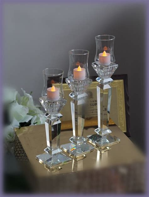 3pcs Set Crystal Candlestick Candle Lantern Candelabra Crystal Candle Holder Home Decorative