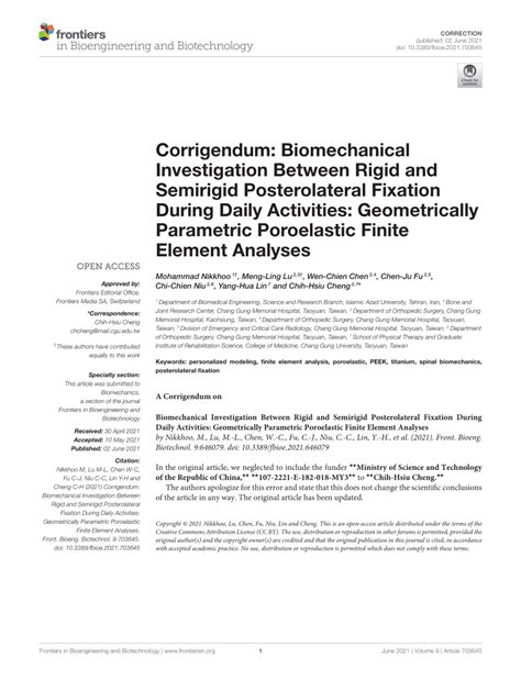 PDF Corrigendum Biomechanical Investigation Between Rigid And