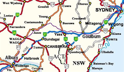 A Road Map Of The State Of New South Wales Australia