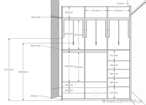 Detailed Drawing Of Bespoke Fitted Wardrobes Uk Wardrobe Dimensions
