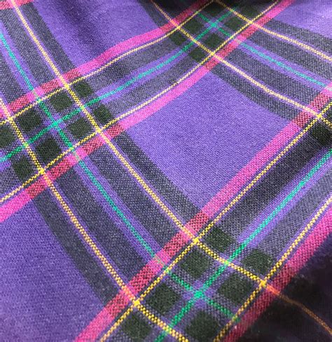 Designer Wool Purple Plaid Fabric By The Yard In 2021 Fabric Plaid