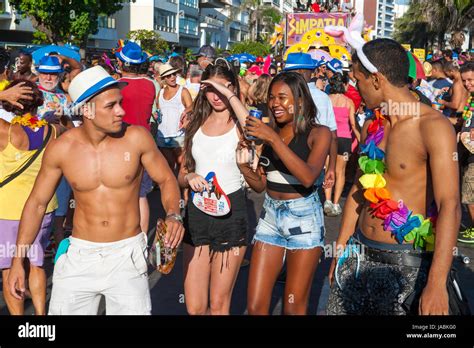Rio De Janeiro February 18 2017 Young Brazilians Having Fun At A Carnival Street Party At