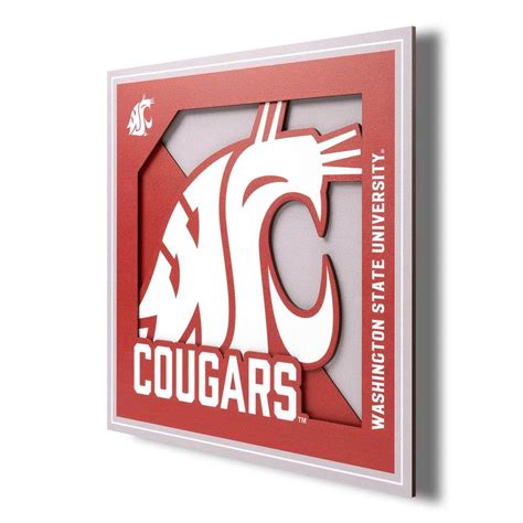 Youthefan Ncaa Washington State Cougars 3d Logo Series Wall Art 12x12