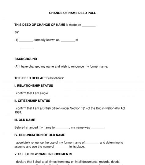 Change Of Name Deed Poll Template Word And Pdf