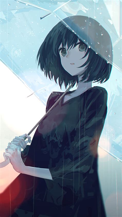 Anime Girl Rain Umbrella 4k 295 Wallpaper