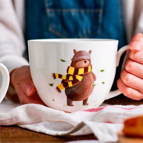 Cartoon Cute Bear Printed Ceramic Coffee Mug Tazas De Café Grandes