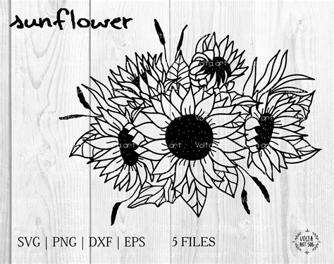 Sunflowers SVG Files Vector Flowers Sunflowers Svg Png Etsy
