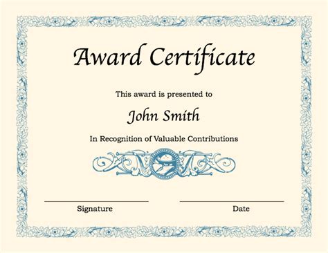 Microsoft Word Template Award Certificate Free Word Template