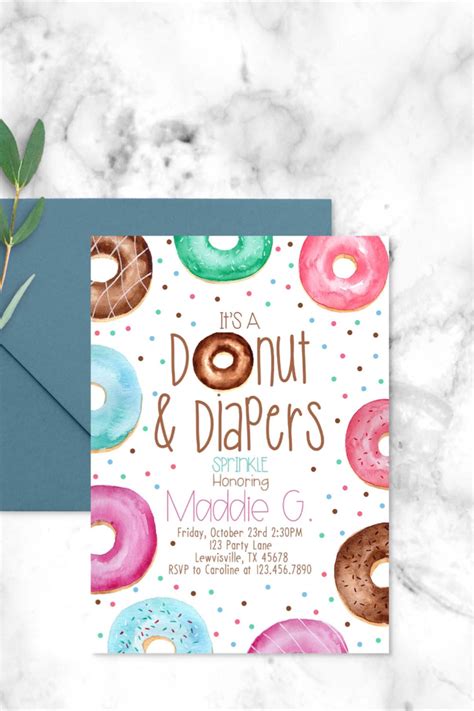 Donut Sprinkle Diaper Party Donut Baby Shower Card Baby Etsy Baby