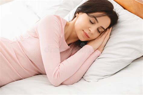 Beautiful Young Woman Sleeping In Her Bed Stock Image Image Of Pillow Comfort 153386611