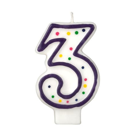Colorful Birthday Candle Number 3 Polka Dot Number Cake Toppers