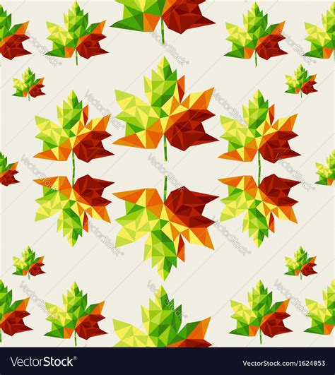 Geometric Autumn Leaves Seamless Pattern Vector Image
