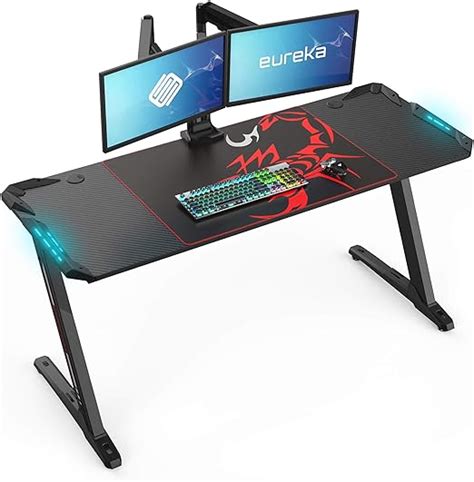 Eureka Ergonomic Gaming Tisch Groß Z60 Gamer Tisch Mit Blau Led