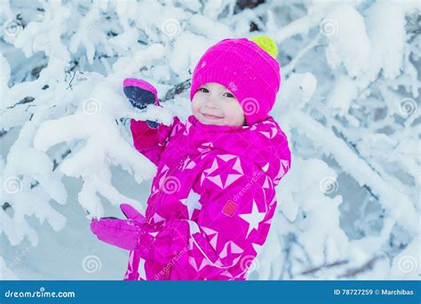 Winter Portrait Of A Cute Little Girl In The Snow Stock Image Image
