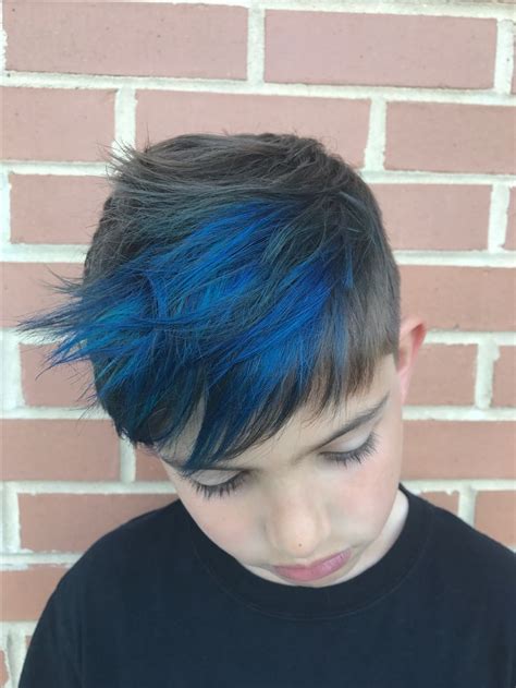 Boy Blue Highlights Hair Boys Colored Hair Boys Dyed Hair Blue Tips
