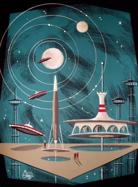 El Gato Gomez Painting Retro 1950 S Sci Fi Robot Rocket Jetsons Futuristic Space Ebay Retro