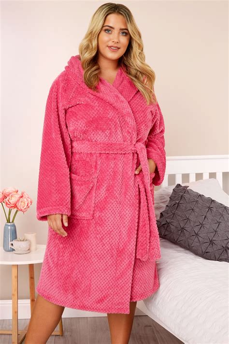 Bright Pink Waffle Dressing Gown Yours Clothing