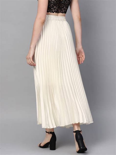 White Satin Pleated Maxi Skirt Sassafras 3155977