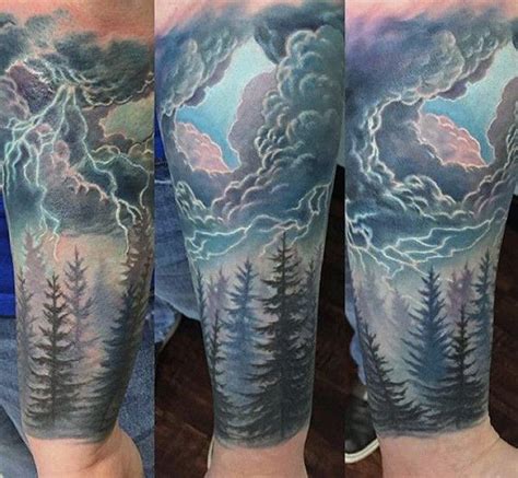 Guys Lightning Tattoo Inspiration For Forearm Cloud Tattoo Sleeve Half