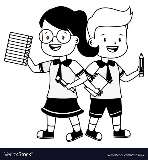√70以上 Boy And Girl Going To School Clipart Black And White 180292