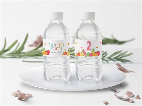 Editable Twotti Frutti Water Bottle Labels 2nd Birthday Girl Etsy