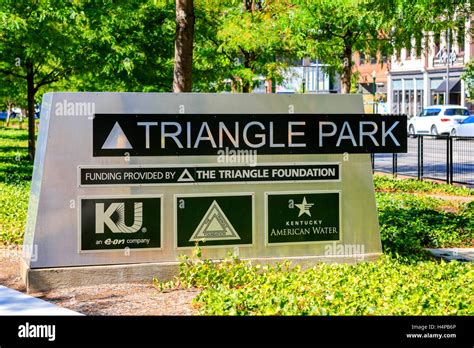 Triangle Park Sign In Downtown Lexington Ky Stock Photo Alamy