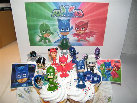 Pj Masks Deluxe Cake Toppers Cupcake Decorations 14 Set With Etsy