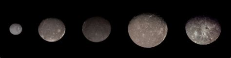 Uranus Major Moons From Left To Right Miranda Ariel Umbriel