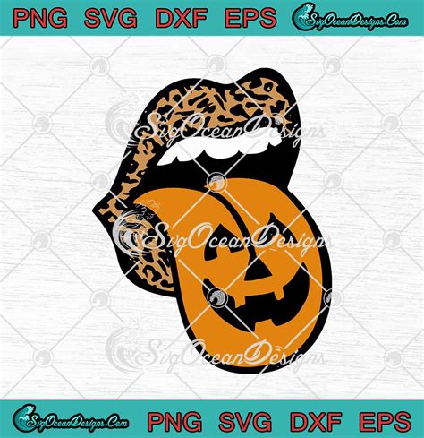 Pumpkin Tongue With Leopard Lips Halloween T Svg Png Eps Dxf Cricut