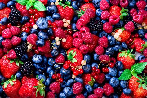 Macro Colorful Berries Background Top View Summer Food Frame Border