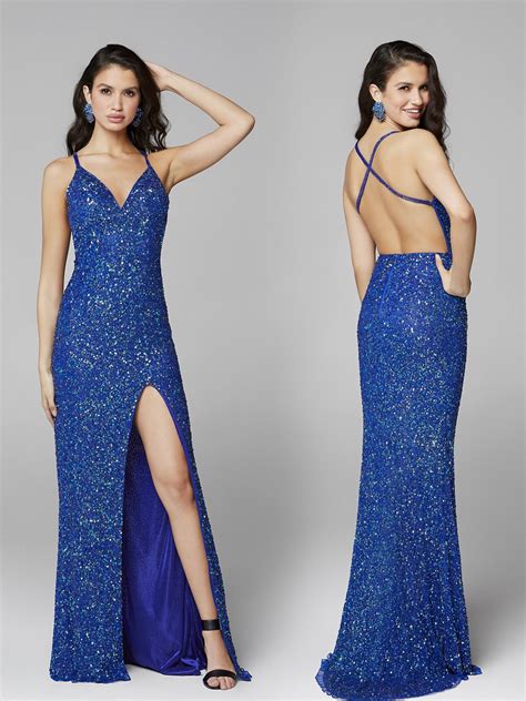 primavera couture 3291 long fitted backless sequin prom dress formal e glass slipper formals