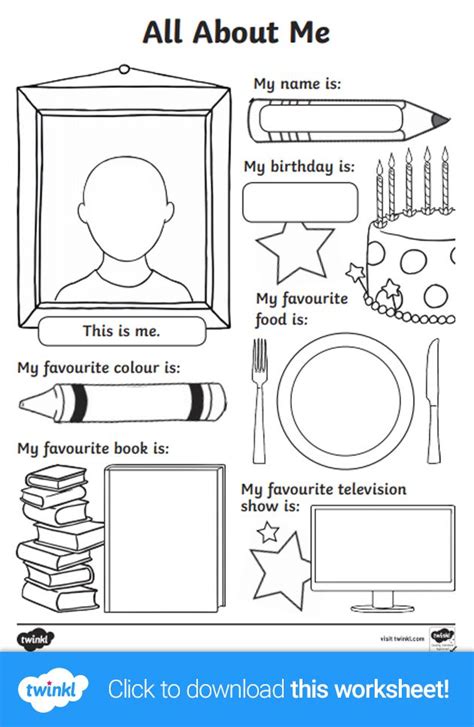 All About Me Activity Sheet All About Me Worksheet English Lessons First Day Of School