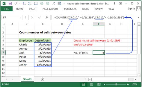 Excel Count Count Number Of Cells Between Two Dates W3resource