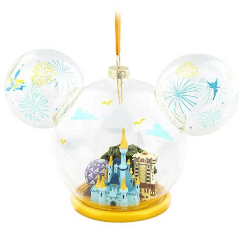 New Disney Walt World 4 Parks Large Glass Globe Mickey Mouse Ear