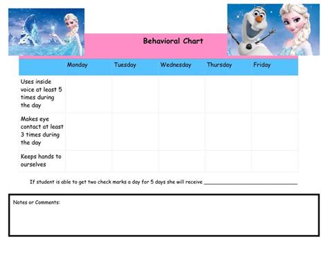 Behavior Reward Chart For An Individual Who Likes A Disney Character