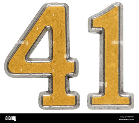 Metal Numeral 41 Forty One Isolated On White Background Stock Photo