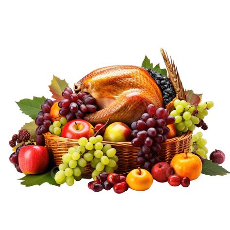 Happy Thanksgiving Day With Turkeys Food And Fruits Turkey Dinner