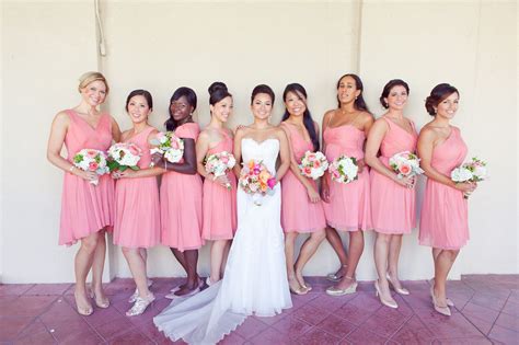 Bride With Bridesmaids In Pink