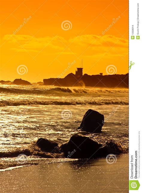 Sunset On Pacific Ocean In California Stock Photo Image Of Seaside
