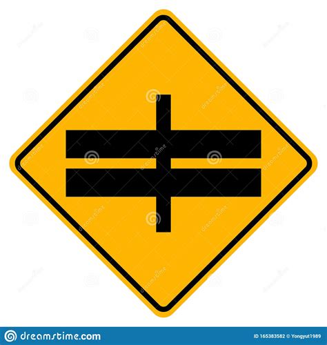 Highway Intersection Ahead Traffic Road Signvector Illustration