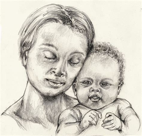 Mother And Baby Drawings Pen Drawing Pencil Drawings