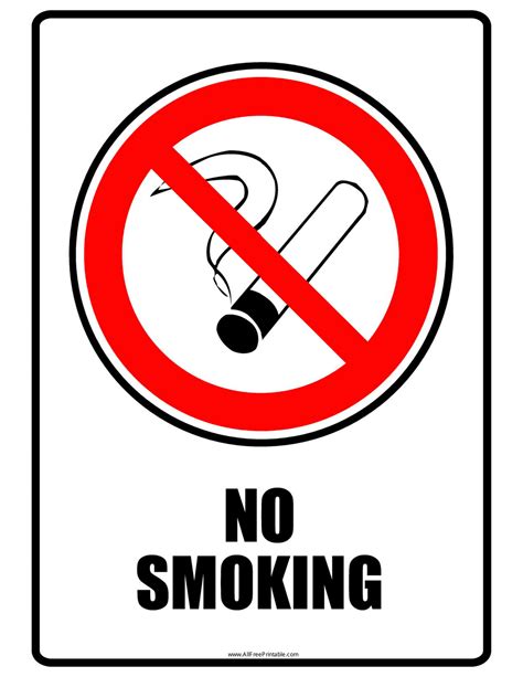 Free Printable No Smoking Signage