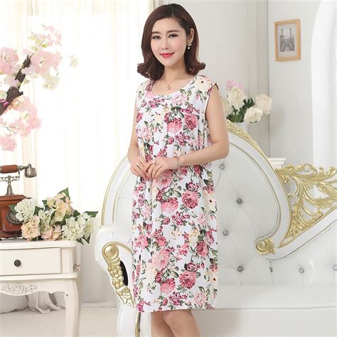 Ladies Sexy Cotton Night Dress Sleeveless Nighties Round Neck Nightgown