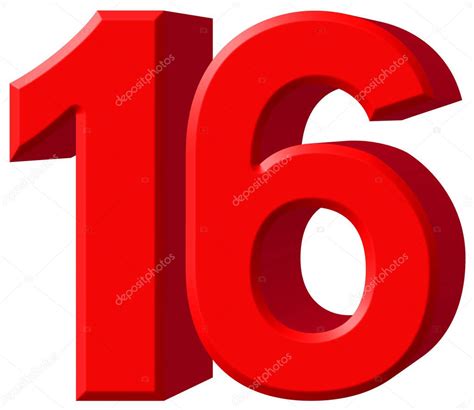 Numeral 16 Sixteen Isolated On White Background 3d Render — Stock