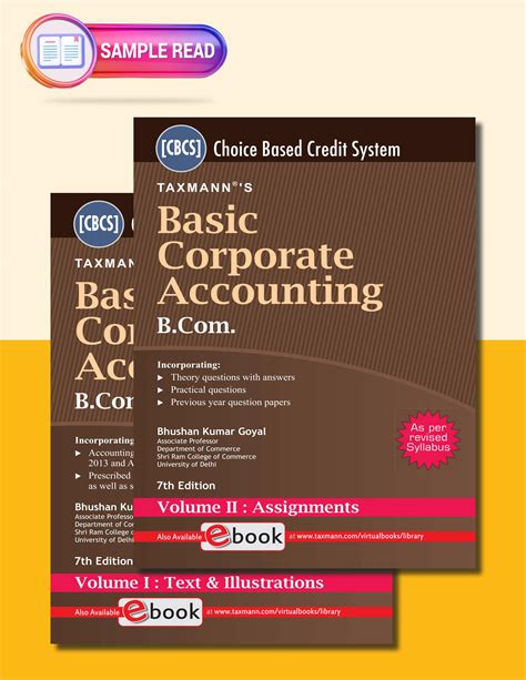 Taxmanns Basic Corporate Accounting Set Of 2 Vols Bcom Cbcs