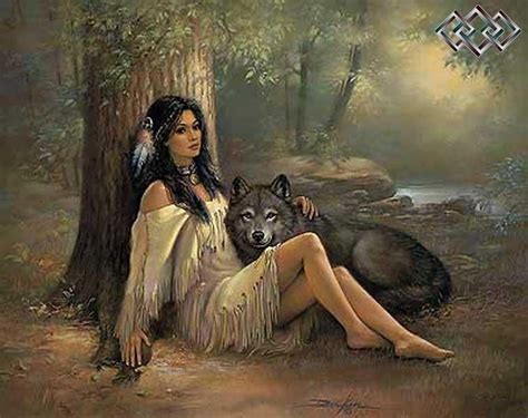 Wolf W Indian Girl Native American Artwork Native American Pictures