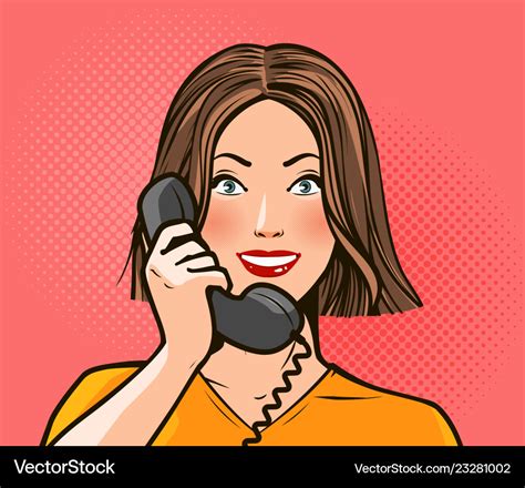 Happy Girl Or Young Woman Talking On The Phone Vector Image