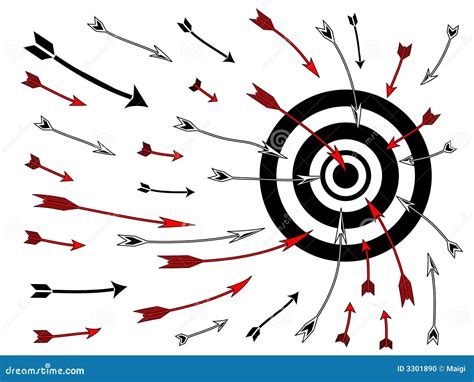 Arrows Flying Into Bullseye Vector Illustration