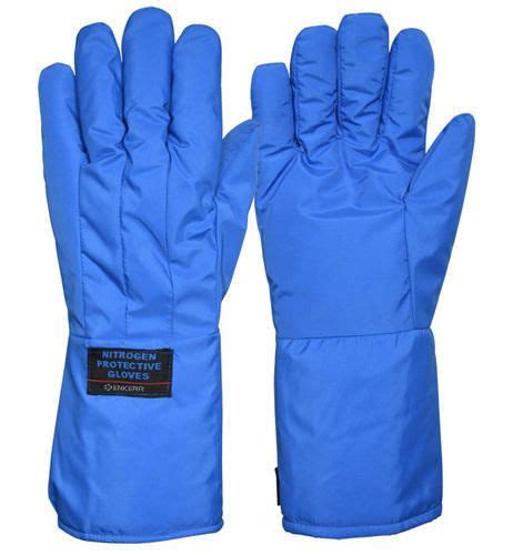 Blue Liquid Nitrogen Handling Cryogenic Hand Gloves Length 40 Cm